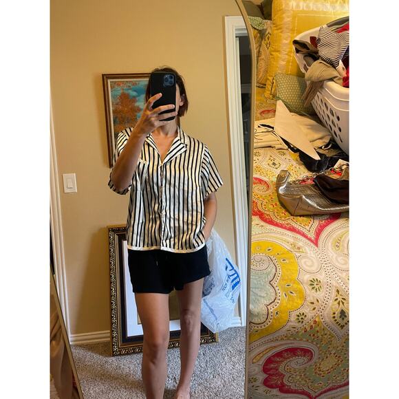 VS Victoria Secret black and white stripe shirt size M - Picture 5 of 5